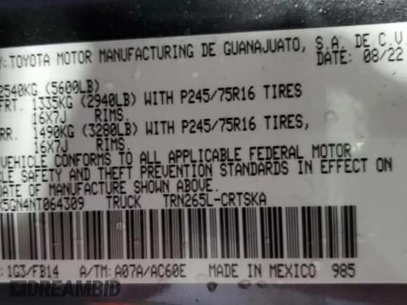 ✅ 2022 Toyota Tacoma SR • VIN: 3TYRX5GN4NT064309 • Лот: 91137485. Опубликован ранее на Copart с пробегом 10 415 миль. Бесплатный доступ к архиву аукционных продаж из США и подробный отчёт об истории автомобиля на DreamBid. Изображение 10.