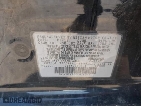 ✅ 2016 Nissan Versa SV • VIN: 3N1CN7AP2GL816064 • Lot: 43200096. Listed on IAAI with 157,942 mi. Free auction sales archive from the USA and detailed vehicle history report at DreamBid. Image 9.