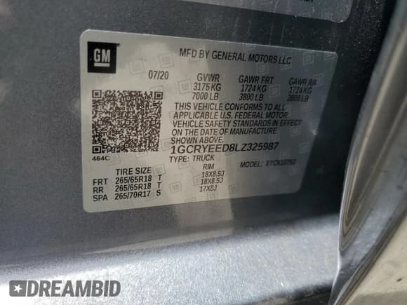 ✅ 2020 Chevrolet Silverado 1500 RST • VIN: 1GCRYEED8LZ325987 • Lot: 55359405. Listed on Copart with 52,365 mi. Free auction sales archive from the USA and detailed vehicle history report at DreamBid. Image 12.