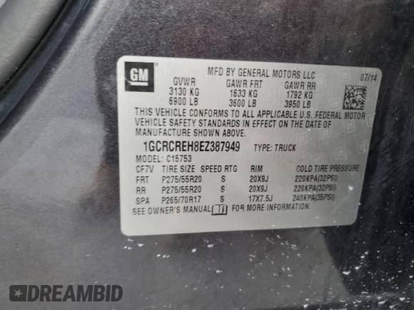 2014 Chevrolet Silverado 1500 LT z VIN 1GCRCREH8EZ387949, wystawiony jako Copart lot #82125535 z przebiegiem 166 223 mil mil oraz Szkoda całkowita • Salvage title. Historia ofert i sprzedaży dostępna na DreamBid. Obrazek 12.