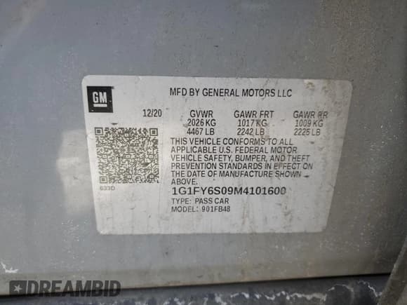 ✅ 2021 Chevrolet Bolt EV LT • VIN: 1G1FY6S09M4101600 • Lot: 43694675. Wystawiony na Copart z przebiegiem 25 034 mil. Bezpłatny archiwum sprzedaży aukcyjnych z USA i szczegółowy raport historii pojazdu na DreamBid. Zdjęcie 12.