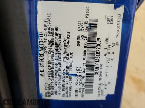 ✅ 2012 Ford Fusion SEL • VIN: 3FAHP0JA5CR293099 • Лот: 91799335. Опубликован ранее на Copart с пробегом 150 926 миль. Бесплатный доступ к архиву аукционных продаж из США и подробный отчёт об истории автомобиля на DreamBid. Изображение 12.