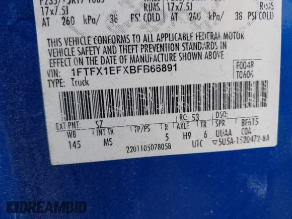 ✅ 2011 Ford F-150 XL • VIN: 1FTFX1EFXBFB66891 • Лот: 42831838. Опубликован ранее на IAAI с пробегом 118 941 миль. Бесплатный доступ к архиву аукционных продаж из США и подробный отчёт об истории автомобиля на DreamBid. Изображение 9.