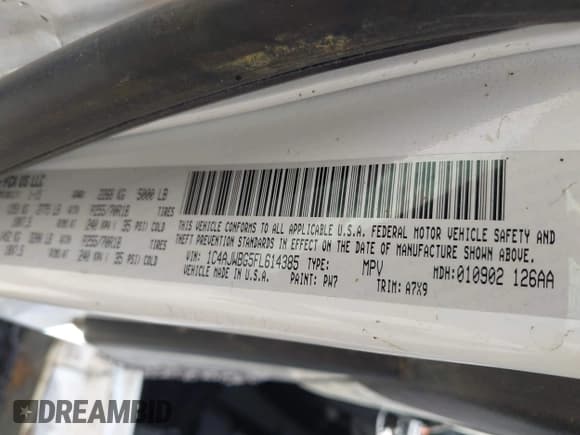 ✅ 2015 Jeep Wrangler Sahara • VIN: 1C4AJWBG5FL614385 • Lot: 43370790. Listed on IAAI with 123,461 mi. Free auction sales archive from the USA and detailed vehicle history report at DreamBid. Image 9.