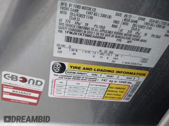 ✅ 2021 Ford Expedition Max Limited • VIN: 1FMJK1KT9MEA66904 • Lot: 41263079. Listed on IAAI with 69,091 mi. Free auction sales archive from the USA and detailed vehicle history report at DreamBid. Image 9.