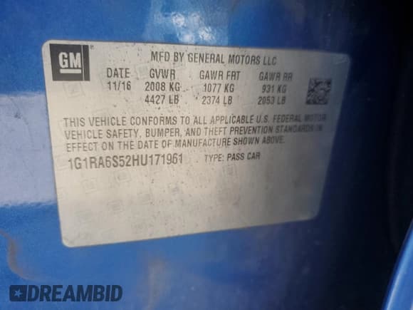 ✅ 2017 Chevrolet Volt LT • VIN: 1G1RA6S52HU171961 • Lot: 61505514. Wystawiony na Copart z przebiegiem 99 782 mil. Bezpłatny archiwum sprzedaży aukcyjnych z USA i szczegółowy raport historii pojazdu na DreamBid. Zdjęcie 12.