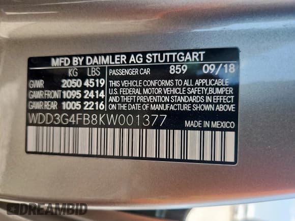 ✅ 2019 Mercedes-Benz A 220 • VIN: WDD3G4FB8KW001377 • Lot: 80617775. Wystawiony na Copart z przebiegiem 111 219 mil. Bezpłatny archiwum sprzedaży aukcyjnych z USA i szczegółowy raport historii pojazdu na DreamBid. Zdjęcie 12.