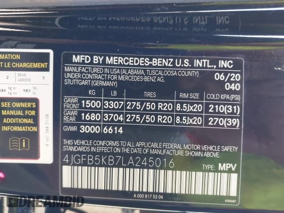 ✅ 2020 Mercedes-Benz GLE 450 • VIN: 4JGFB5KB7LA245016 • Lot: 43696444. Wystawiony na IAAI z przebiegiem 58 696 mil. Bezpłatny archiwum sprzedaży aukcyjnych z USA i szczegółowy raport historii pojazdu na DreamBid. Zdjęcie 9.