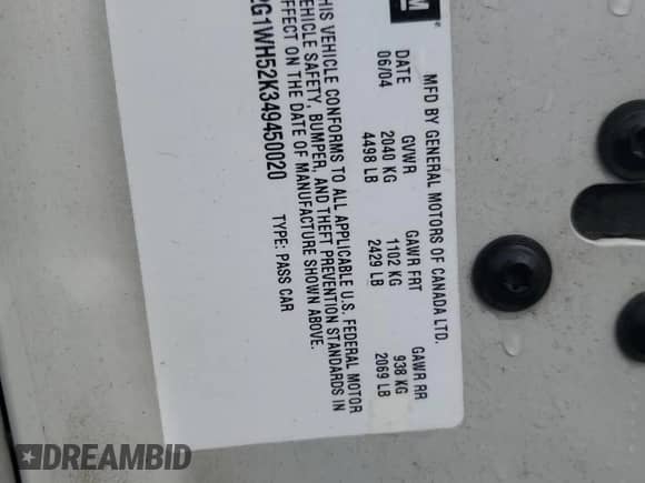 2004 Chevrolet Impala LS с VIN 2G1WH52K349450020, выставлен на аукционе Copart как лот 61695754 с пробегом 120 264 миль миль и Списание • Salvage title. История ставок и продаж доступна на DreamBid. Изображение 12.