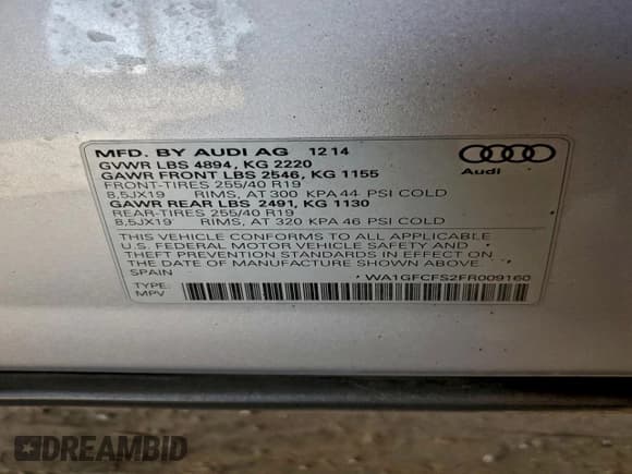 ✅ 2015 Audi Q3 Prestige • VIN: WA1GFCFS2FR009160 • Lot: 93478095. Listed on Copart with 141,627 mi. Free auction sales archive from the USA and detailed vehicle history report at DreamBid. Image 13.