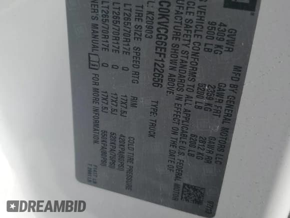 ✅ 2014 Chevrolet Silverado 2500HD Work Truck • VIN: 1GC0KVCG6EF122656 • Lot: 71656724. Wystawiony na Copart z przebiegiem 58 071 mil. Bezpłatny archiwum sprzedaży aukcyjnych z USA i szczegółowy raport historii pojazdu na DreamBid. Zdjęcie 12.