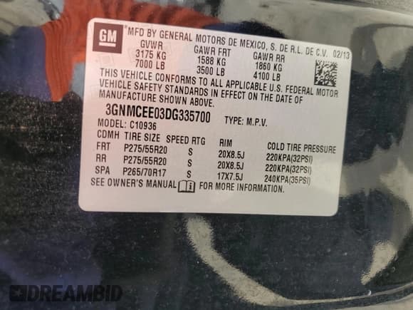 ✅ 2013 Chevrolet Avalanche LS • VIN: 3GNMCEE03DG335700 • Lot: 59901435. Listed on Copart with 185,250 mi. Free auction sales archive from the USA and detailed vehicle history report at DreamBid. Image 12.