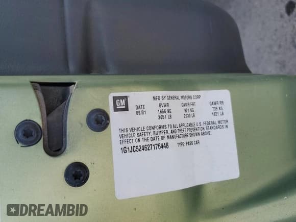 ✅ 2002 Chevrolet Cavalier • VIN: 1G1JC524627176448 • Lot: 91809855. Listed on Copart with 194,005 mi. Free auction sales archive from the USA and detailed vehicle history report at DreamBid. Image 12.