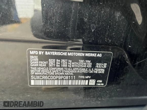 ✅ 2023 BMW X5 xDrive40i • VIN: 5UXCR6C00P9P08111 • Lot: 90307475. Wystawiony na Copart z przebiegiem 88 191 mil. Bezpłatny archiwum sprzedaży aukcyjnych z USA i szczegółowy raport historii pojazdu na DreamBid. Zdjęcie 10.