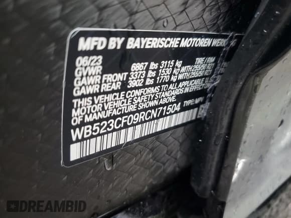 ✅ 2024 BMW iX xDrive50 • VIN: WB523CF09RCN71504 • Lot: 69273704. Wystawiony na Copart z przebiegiem 7 339 mil. Bezpłatny archiwum sprzedaży aukcyjnych z USA i szczegółowy raport historii pojazdu na DreamBid. Zdjęcie 15.