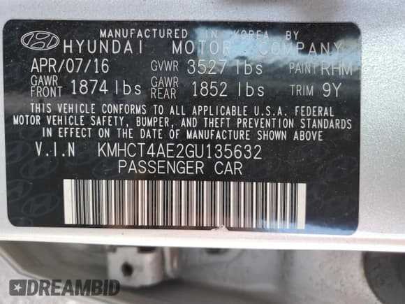 ✅ 2016 Hyundai Accent SE • VIN: KMHCT4AE2GU135632 • Лот: 78435883. Опубликован ранее на Copart с пробегом 86 042 миль. Бесплатный доступ к архиву аукционных продаж из США и подробный отчёт об истории автомобиля на DreamBid. Изображение 13.