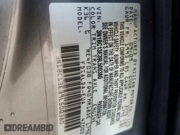 ✅ 2009 Nissan Versa S • VIN: 3N1BC13E39L500380 • Лот: 87053475. Опубликован ранее на Copart с пробегом 175 116 миль. Бесплатный доступ к архиву аукционных продаж из США и подробный отчёт об истории автомобиля на DreamBid. Изображение 12.