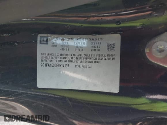 ✅ 2015 Chevrolet Camaro LS • VIN: 2G1FA1E30F9217197 • Лот: 41578976. Опубликован ранее на IAAI с пробегом 80 700 миль. Бесплатный доступ к архиву аукционных продаж из США и подробный отчёт об истории автомобиля на DreamBid. Изображение 9.