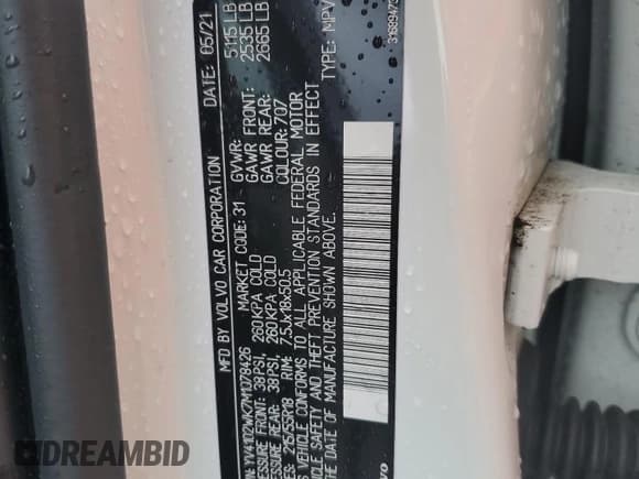 ✅ 2021 Volvo V60 • VIN: YV4102WK7M1078426 • Lot: 63645835. Wystawiony na Copart z przebiegiem 20 759 mil. Bezpłatny archiwum sprzedaży aukcyjnych z USA i szczegółowy raport historii pojazdu na DreamBid. Zdjęcie 14.