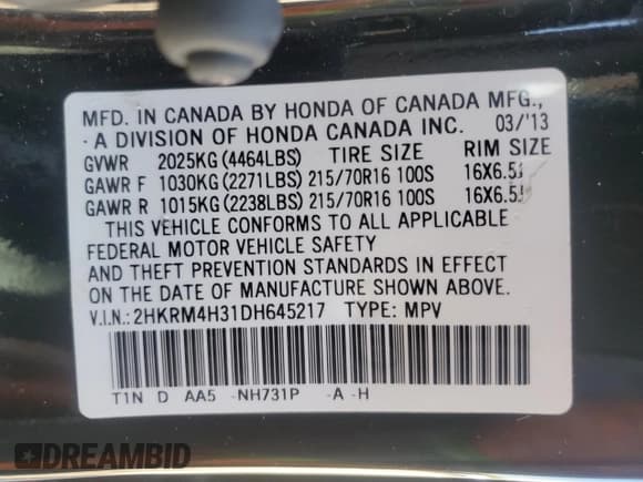 ✅ 2013 Honda CR-V LX • VIN: 2HKRM4H31DH645217 • Лот: 57284715. Опубликован ранее на Copart с пробегом 132 593 миль. Бесплатный доступ к архиву аукционных продаж из США и подробный отчёт об истории автомобиля на DreamBid. Изображение 13.