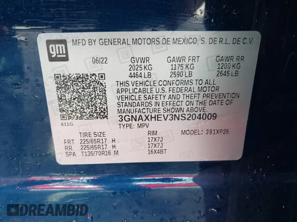 ✅ 2022 Chevrolet Equinox LS • VIN: 3GNAXHEV3NS204009 • Lot: 43621538. Wystawiony na IAAI z przebiegiem 37 183 mil. Bezpłatny archiwum sprzedaży aukcyjnych z USA i szczegółowy raport historii pojazdu na DreamBid. Zdjęcie 9.