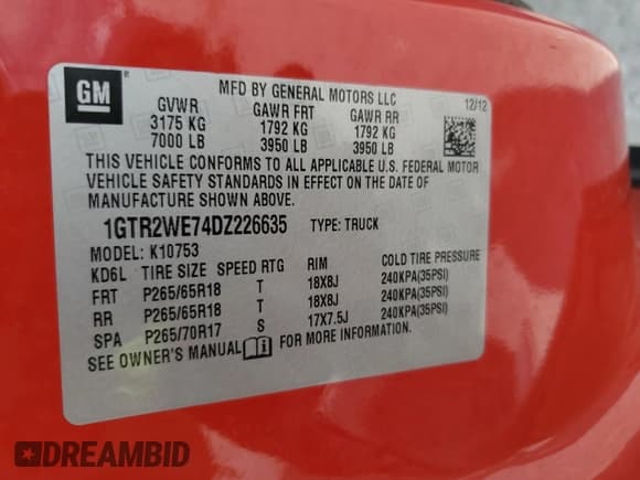 ✅ 2013 GMC Sierra 1500 SLT • VIN: 1GTR2WE74DZ226635 • Lot: 67955565. Listed on Copart with 82,405 mi. Free auction sales archive from the USA and detailed vehicle history report at DreamBid. Image 12.