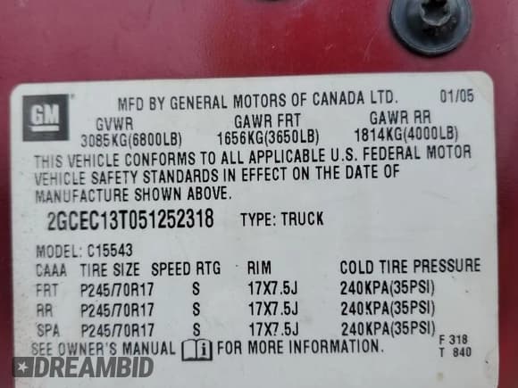 ✅ 2005 Chevrolet Silverado 1500 LS • VIN: 2GCEC13T051252318 • Лот: 74456324. Опубликован ранее на Copart с пробегом 174 984 миль. Бесплатный доступ к архиву аукционных продаж из США и подробный отчёт об истории автомобиля на DreamBid. Изображение 13.