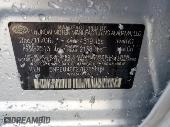 ✅ 2007 Hyundai Sonata SE • VIN: 5NPEU46F27H265609 • Лот: 86447874. Опубликован ранее на Copart с пробегом 107 032 миль. Бесплатный доступ к архиву аукционных продаж из США и подробный отчёт об истории автомобиля на DreamBid. Изображение 12.