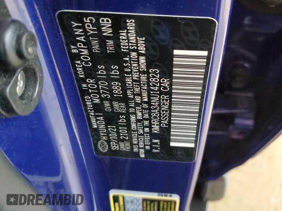 ✅ 2022 Hyundai Venue SEL • VIN: KMHRC8A34NU142823 • Lot: 85237714. Listed on Copart with 40,198 mi. Free auction sales archive from the USA and detailed vehicle history report at DreamBid. Image 13.