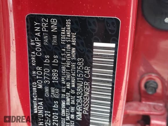 ✅ 2022 Hyundai Venue SEL • VIN: KMHRC8A38NU157583 • Lot: 84824634. Listed on Copart with 51,123 mi. Free auction sales archive from the USA and detailed vehicle history report at DreamBid. Image 13.