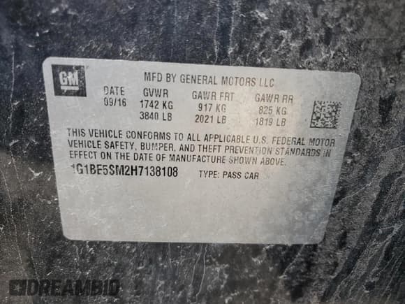 ✅ 2017 Chevrolet Cruze LT • VIN: 1G1BE5SM2H7138108 • Lot: 51080823. Listed on Copart with 141,783 mi. Free auction sales archive from the USA and detailed vehicle history report at DreamBid. Image 13.