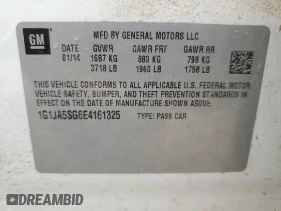 2014 Chevrolet Sonic LS z VIN 1G1JA5SG6E4161325, wystawiony jako Copart lot #70765964 z przebiegiem 127 926 mil mil oraz Szkoda całkowita • Salvage title. Historia ofert i sprzedaży dostępna na DreamBid. Obrazek 12.