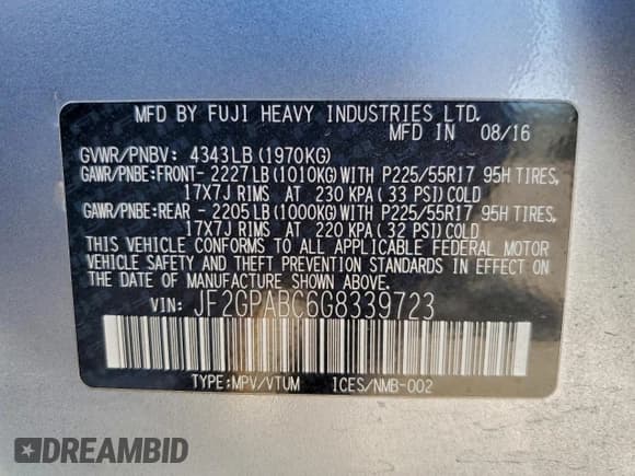 ✅ 2016 Subaru Crosstrek Premium • VIN: JF2GPABC6G8339723 • Lot: 92470435. Listed on Copart with 138,519 mi. Free auction sales archive from the USA and detailed vehicle history report at DreamBid. Image 13.