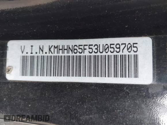 2003 Hyundai Tiburon GT with VIN KMHHN65F53U059705, listed as a IAAI auction lot 43573043 with 165,650 mi miles and . Bid and sale history available at DreamBid. Image 9.