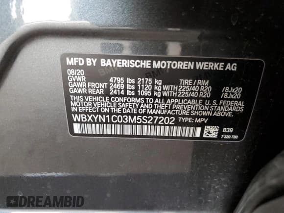 ✅ 2021 BMW X2 M35i • VIN: WBXYN1C03M5S27202 • Lot: 92439645. Listed on Copart with 57,829 mi. Free auction sales archive from the USA and detailed vehicle history report at DreamBid. Image 12.