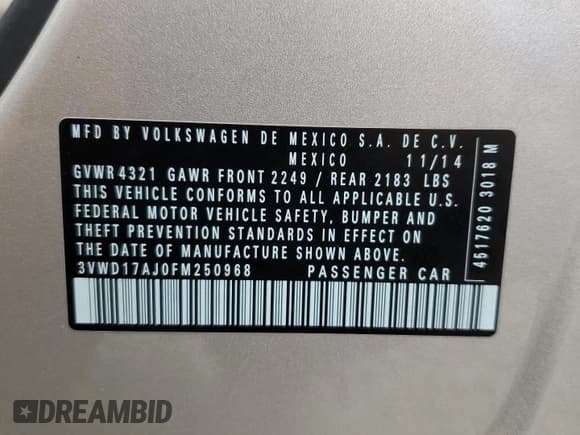 ✅ 2015 Volkswagen Jetta SE • VIN: 3VWD17AJ0FM250968 • Lot: 61961225. Wystawiony na Copart z przebiegiem 163 395 mil. Bezpłatny archiwum sprzedaży aukcyjnych z USA i szczegółowy raport historii pojazdu na DreamBid. Zdjęcie 13.