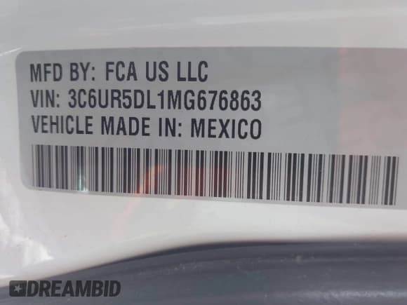 ✅ 2021 Ram 2500 Big Horn • VIN: 3C6UR5DL1MG676863 • Лот: 42386260. Опубликован ранее на IAAI с пробегом 105 328 миль. Бесплатный доступ к архиву аукционных продаж из США и подробный отчёт об истории автомобиля на DreamBid. Изображение 9.