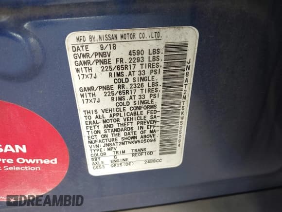 ✅ 2019 Nissan Rogue SV • VIN: JN8AT2MT5KW505094 • Lot: 43829137. Listed on IAAI with 57,961 mi. Free auction sales archive from the USA and detailed vehicle history report at DreamBid. Image 9.