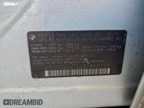 ✅ 2011 BMW X5 35i • VIN: 5UXZV4C56BL740739 • Lot: 94752835. Wystawiony na Copart z przebiegiem 92 925 mil. Bezpłatny archiwum sprzedaży aukcyjnych z USA i szczegółowy raport historii pojazdu na DreamBid. Zdjęcie 13.