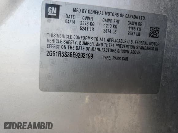 ✅ 2014 Cadillac XTS Premium • VIN: 2G61R5S36E9292199 • Lot: 71539565. Listed on Copart with 86,525 mi. Free auction sales archive from the USA and detailed vehicle history report at DreamBid. Image 13.