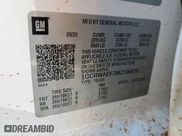 ✅ 2021 Chevrolet Silverado 1500 Work Truck • VIN: 1GCRWAEF2MZ106928 • Lot: 53135465. Wystawiony na Copart z przebiegiem 77 853 mil. Bezpłatny archiwum sprzedaży aukcyjnych z USA i szczegółowy raport historii pojazdu na DreamBid. Zdjęcie 12.