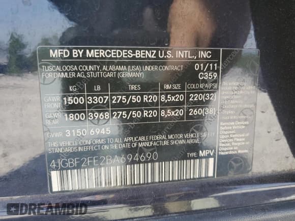 ✅ 2011 Mercedes-Benz GL 350 • VIN: 4JGBF2FE2BA694690 • Лот: 54929665. Опубликован ранее на Copart с пробегом 145 586 миль. Бесплатный доступ к архиву аукционных продаж из США и подробный отчёт об истории автомобиля на DreamBid. Изображение 13.