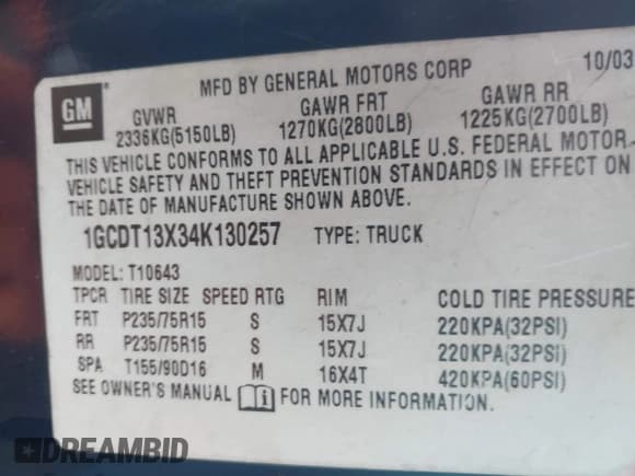 ✅ 2004 Chevrolet S-10 LS • VIN: 1GCDT13X34K130257 • Лот: 42360976. Опубликован ранее на IAAI с пробегом 119 456 миль. Бесплатный доступ к архиву аукционных продаж из США и подробный отчёт об истории автомобиля на DreamBid. Изображение 9.