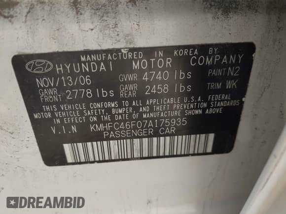 2007 Hyundai Azera SE с VIN KMHFC46F07A175935, выставлен на аукционе IAAI как лот 42553939 с пробегом 155 654 миль миль и . История ставок и продаж доступна на DreamBid. Изображение 9.