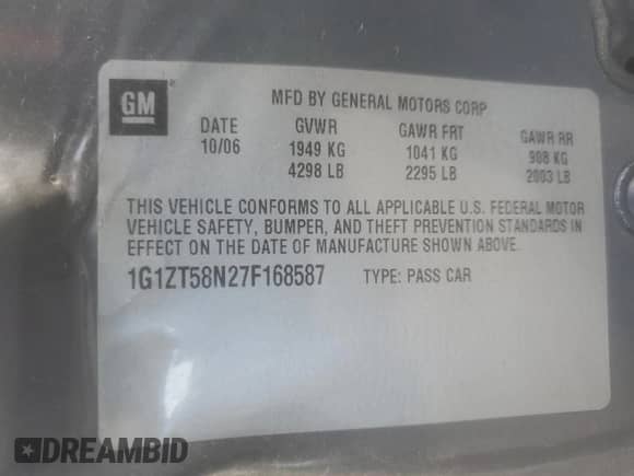 2007 Chevrolet Malibu 2LT z VIN 1G1ZT58N27F168587, wystawiony jako Copart lot #82977884 z przebiegiem 143 703 mil mil oraz Szkoda całkowita • Salvage title. Historia ofert i sprzedaży dostępna na DreamBid. Obrazek 12.