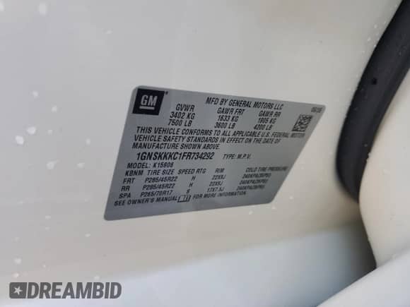 2015 Chevrolet Suburban LTZ z VIN 1GNSKKKC1FR734292, wystawiony jako Copart lot #80950874 z przebiegiem 78 974 mil mil oraz Szkoda całkowita • Salvage title. Historia ofert i sprzedaży dostępna na DreamBid. Obrazek 13.