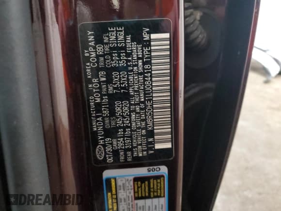 ✅ 2020 Hyundai Palisade Limited • VIN: KM8R5DHE1LU084418 • Лот: 88751715. Опубликован ранее на Copart с пробегом 48 767 миль. Бесплатный доступ к архиву аукционных продаж из США и подробный отчёт об истории автомобиля на DreamBid. Изображение 16.