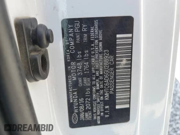 2016 Hyundai Veloster с VIN KMHTC6AD6GU288923, выставлен на аукционе Copart как лот 66437694 с пробегом 75 040 миль миль и Списание • Salvage title. История ставок и продаж доступна на DreamBid. Изображение 14.