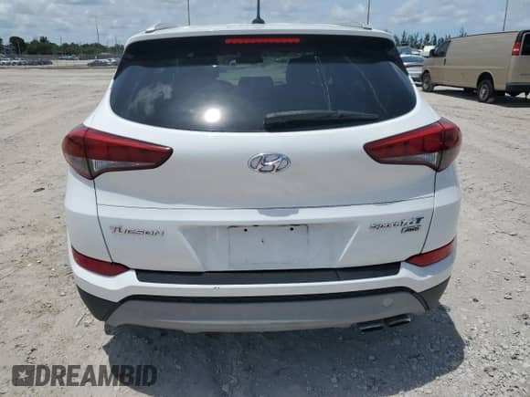 2017 Hyundai Tucson Night Edition with VIN KM8J3CA26HU297594, listed as a Copart auction lot 61288665 with 112,195 mi miles and Salvage title. Bid and sale history available at DreamBid. Image 6.