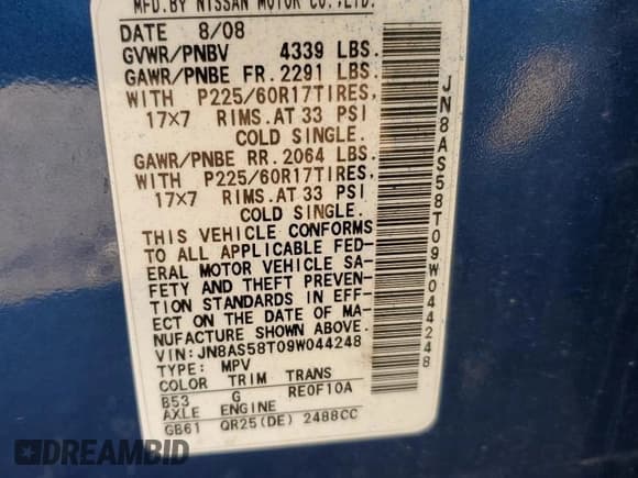 ✅ 2009 Nissan Rogue SL • VIN: JN8AS58T09W044248 • Лот: 81934575. Опубликован ранее на Copart с пробегом 166 430 миль. Бесплатный доступ к архиву аукционных продаж из США и подробный отчёт об истории автомобиля на DreamBid. Изображение 12.